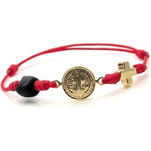 St Benedict Red String Bracelet For De New Family Member Genuine Azabache Jet